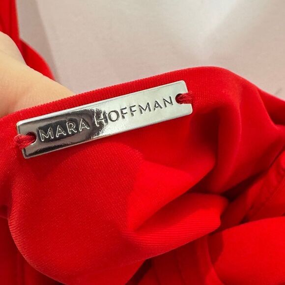 Mara Hoffman $245 Desa Lace-Up One-Piece Swimsuit in RED - Picture 7 of 7